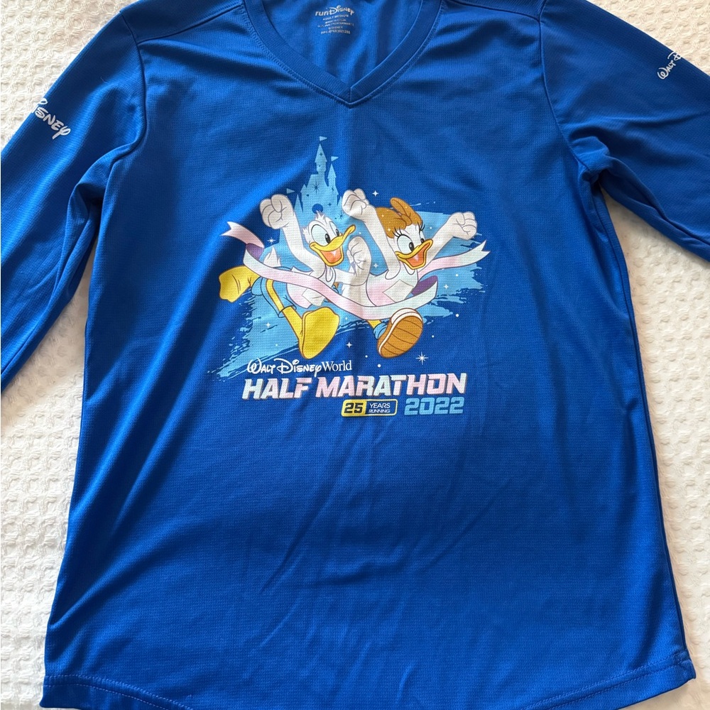 Disney Blue Half Marathon Long Sleeve Shirt - Donald and Daisy Duck